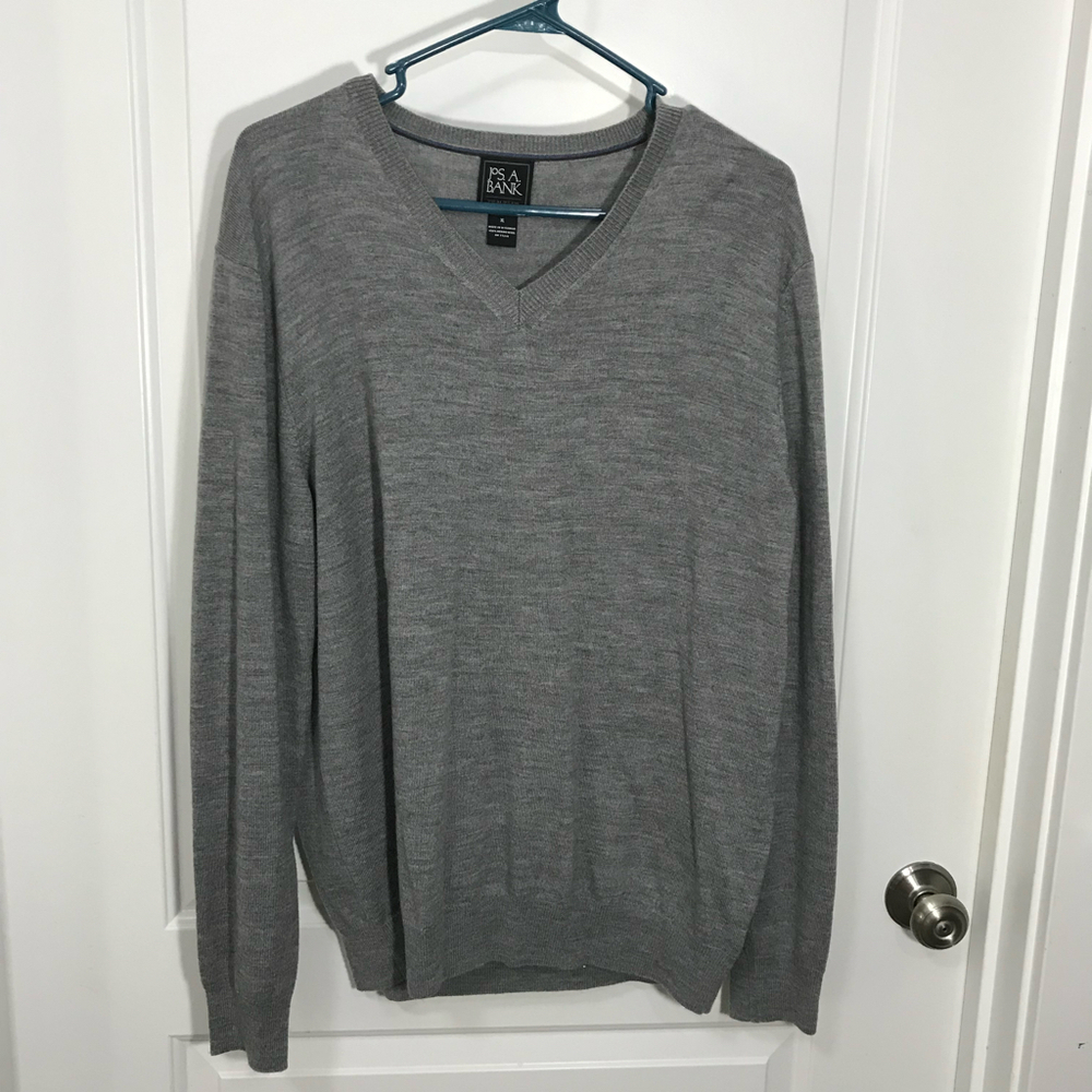 Joseph A Banks Traveler Men’s Merino Wool Long Sleeve V Meck Sweater XL